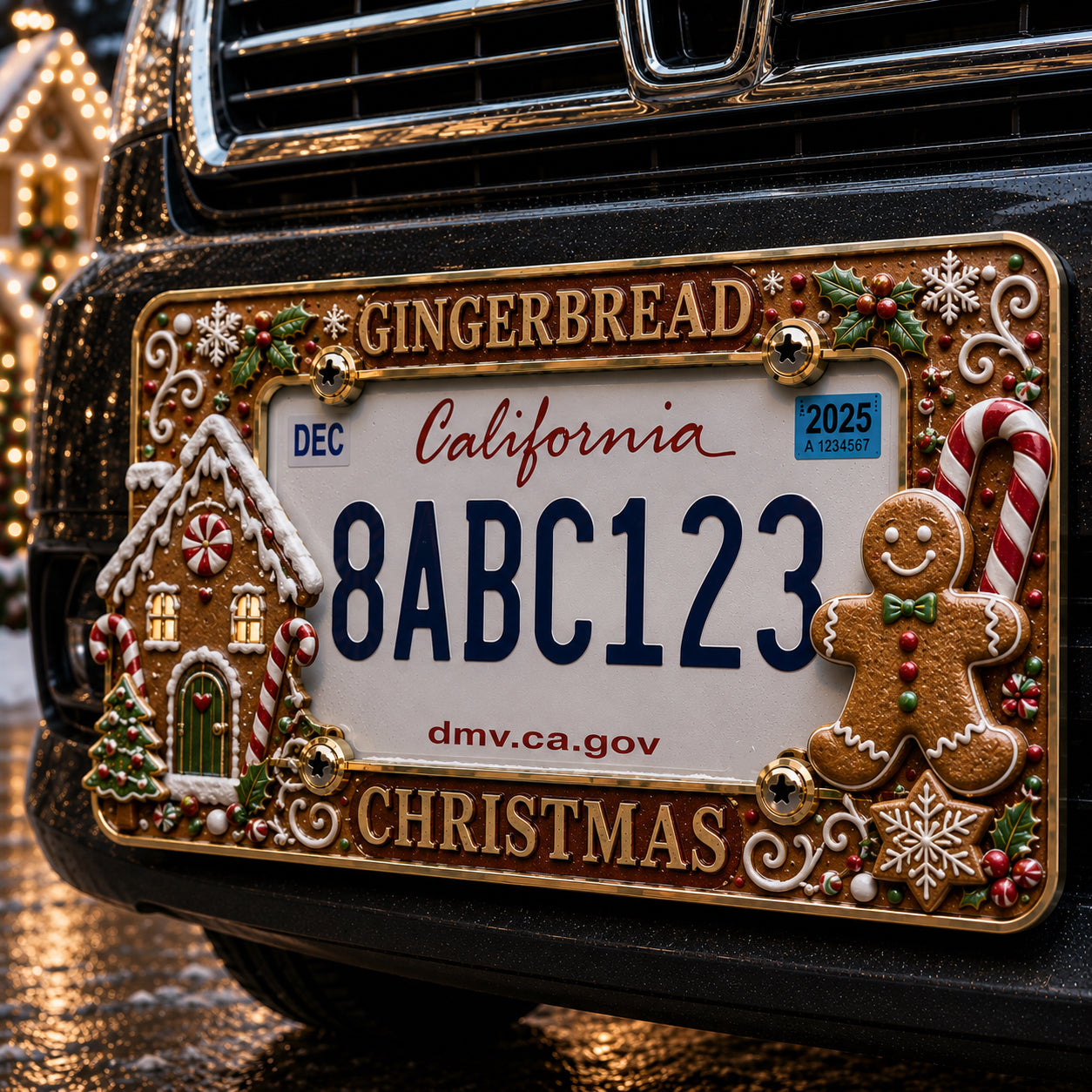⭐Compliance 100% Road Legal – No Plate Obstruction🎄Christmas License Plate Frame – Festive Style for Every Ride