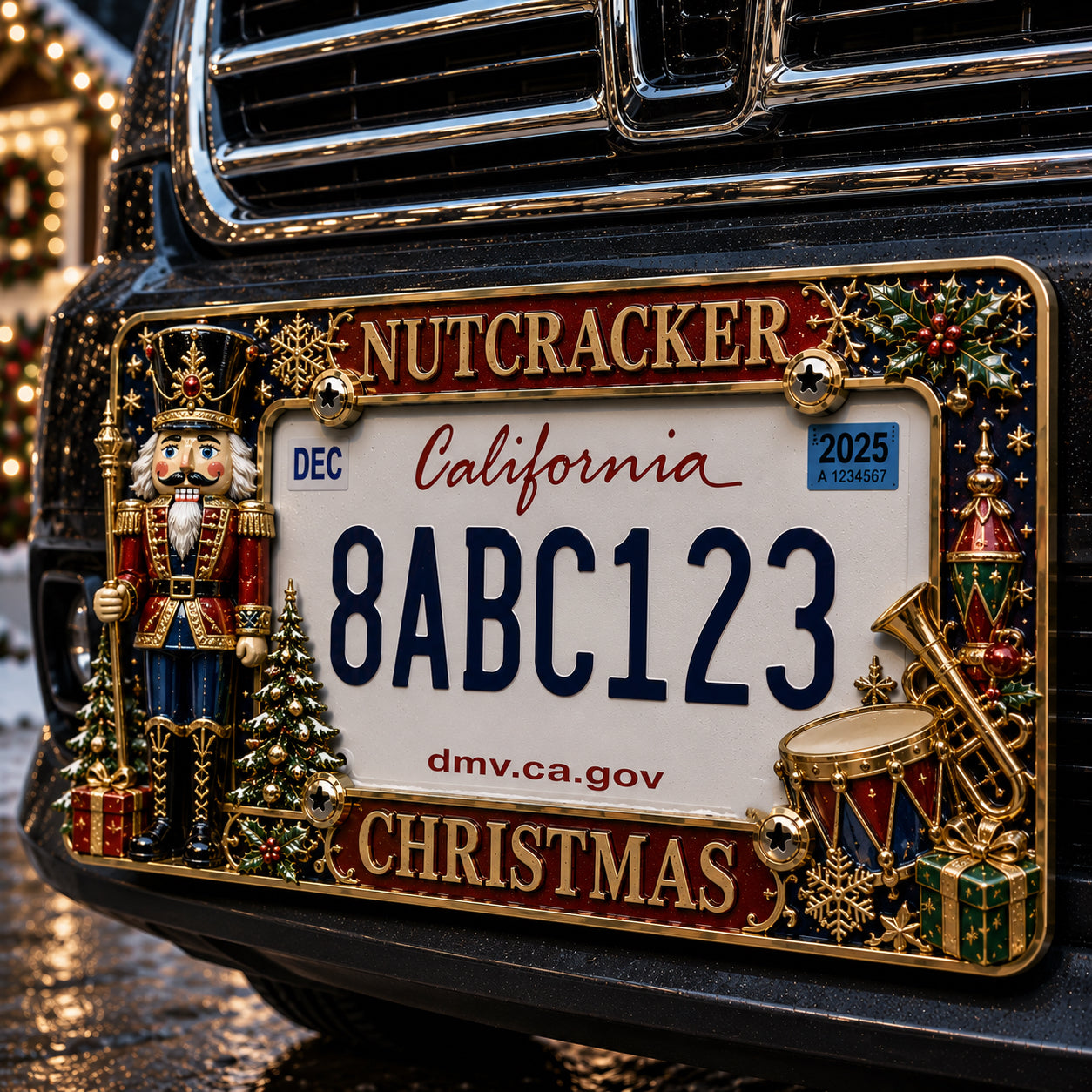 ⭐Compliance 100% Road Legal – No Plate Obstruction🎄Christmas License Plate Frame – Festive Style for Every Ride