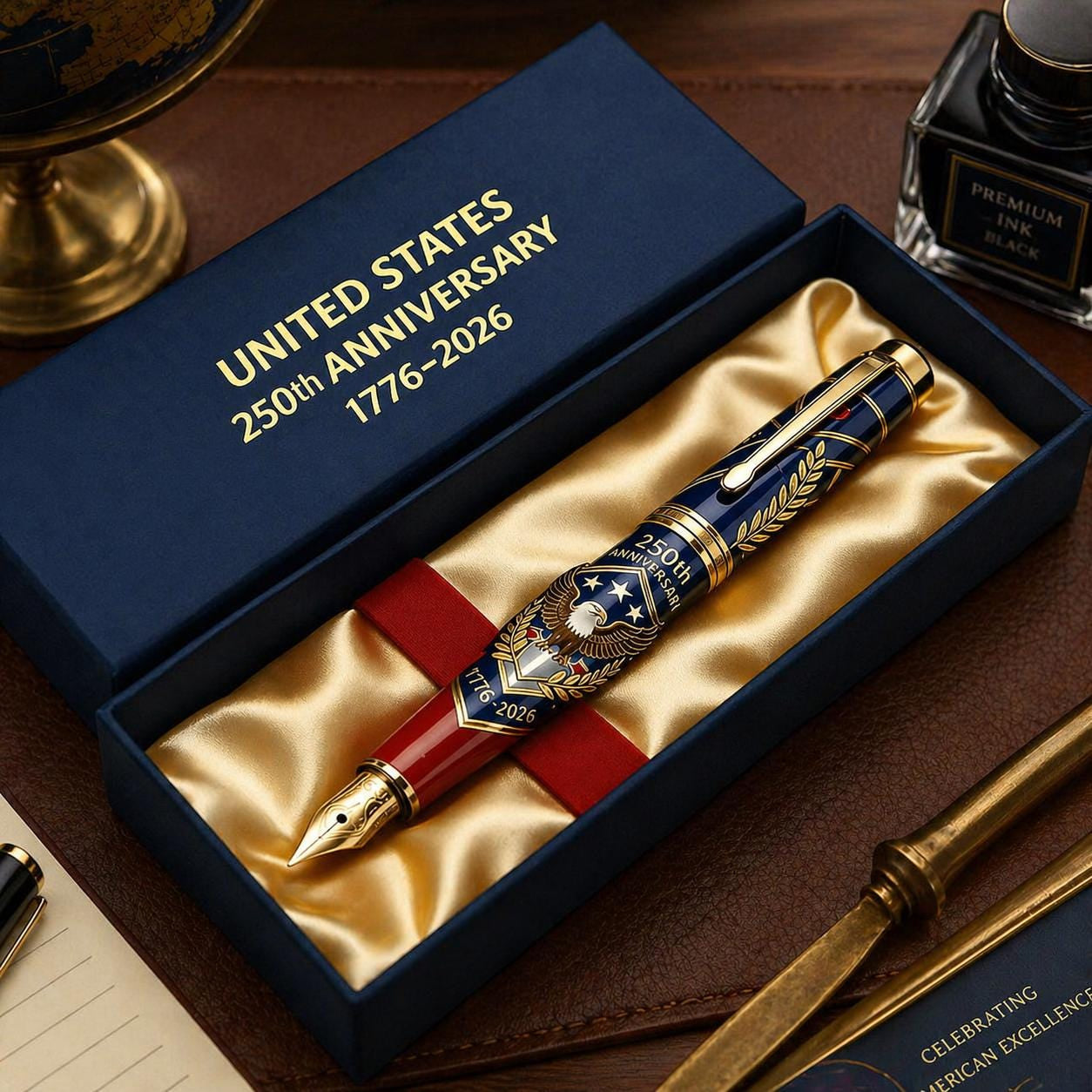 🎁Perfect For Any Patriot 一 USA 250th Anniversary Notebook & Pen Set, 1776-2026 Patriotic Gift