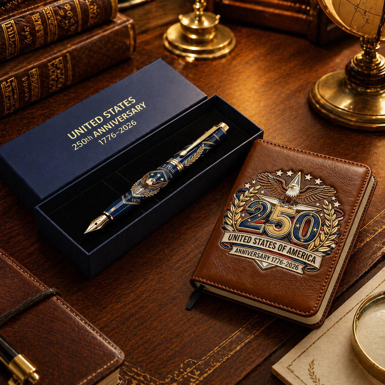 🎁Perfect For Any Patriot 一 USA 250th Anniversary Notebook & Pen Set, 1776-2026 Patriotic Gift