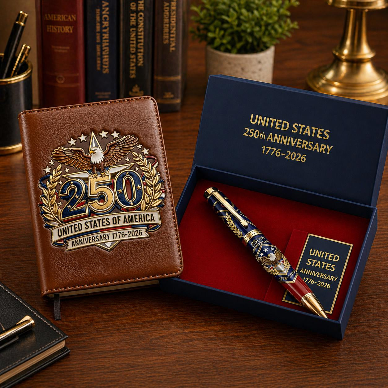 🎁Perfect For Any Patriot 一 USA 250th Anniversary Notebook & Pen Set, 1776-2026 Patriotic Gift