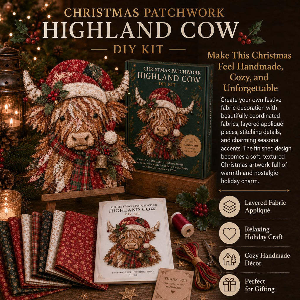 🧘Relaxing & Beginner-Friendly-🎅Christmas Patchwork Fabric DIY Decor Kit – Stunning Results, Zero Experience Needed