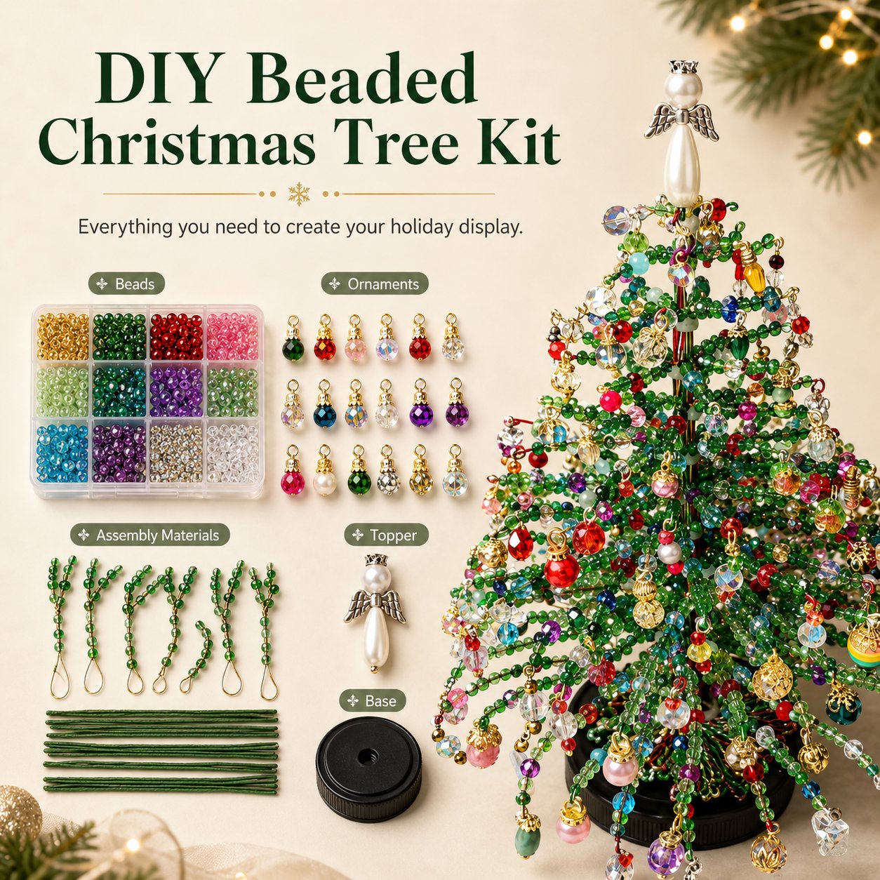 🔥LAST DAY 50% OFF - 🎄✨ DIY Beaded Christmas Tree Kit – 🎅Create Your Own Sparkling Holiday Decoration