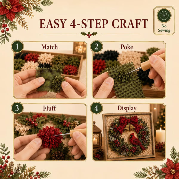 🎅3D Christmas Punch Needle Kit | No-Sew Holiday DIY Craft🧵