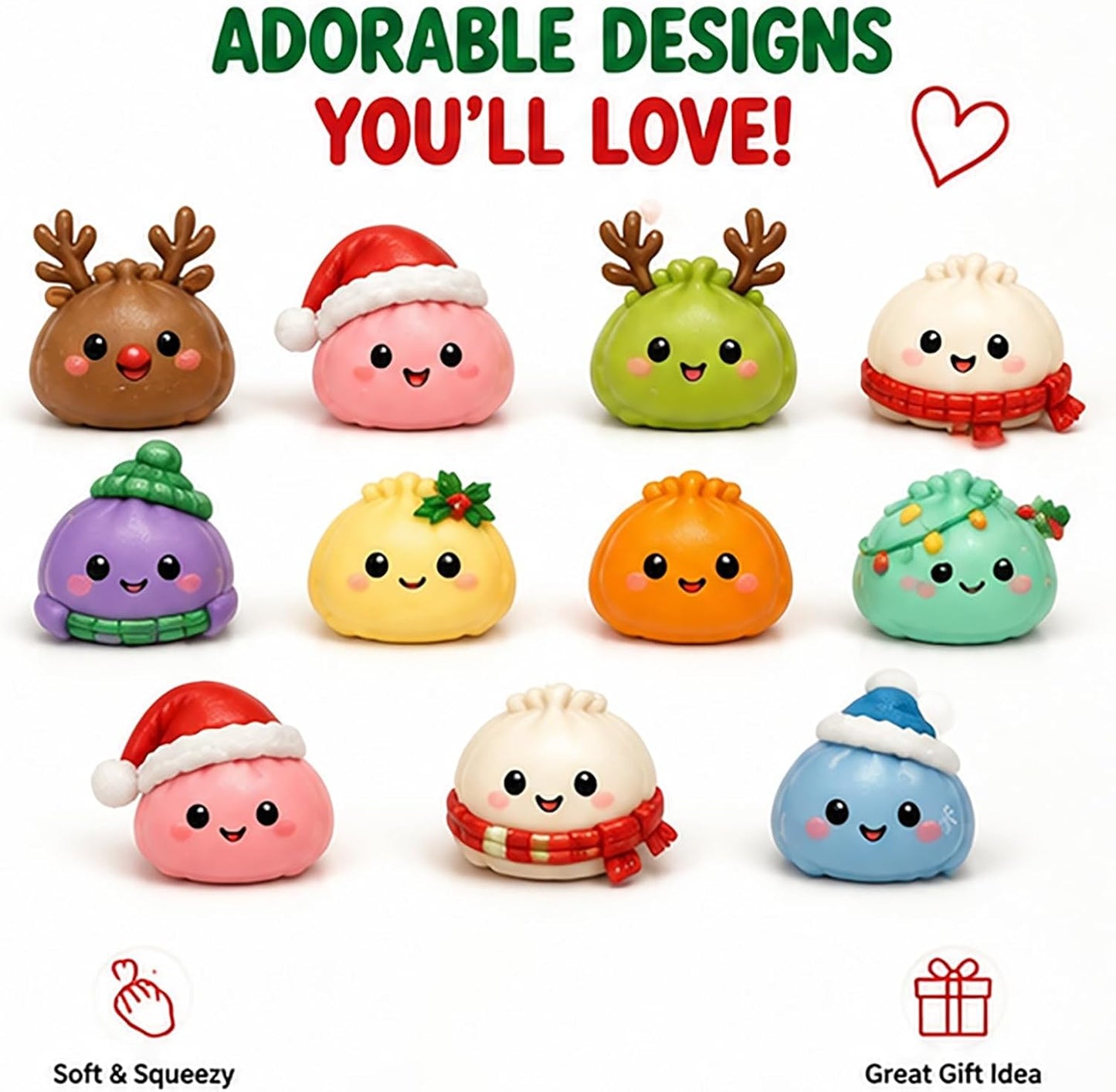 🎅2026 Christmas Squishy Advent Calendar - 24 Days Dumpling Squishies Toys
