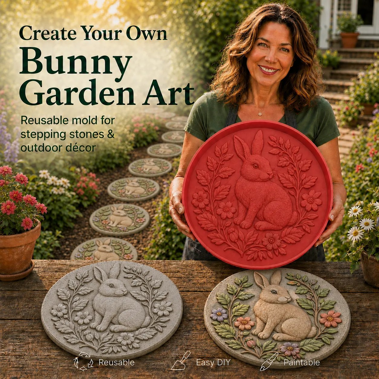 🐦Hummingbird Garden Art Stepping Stone Mold-🎨 No special skills needed—create durable garden art with your own hands in just a few simple steps.