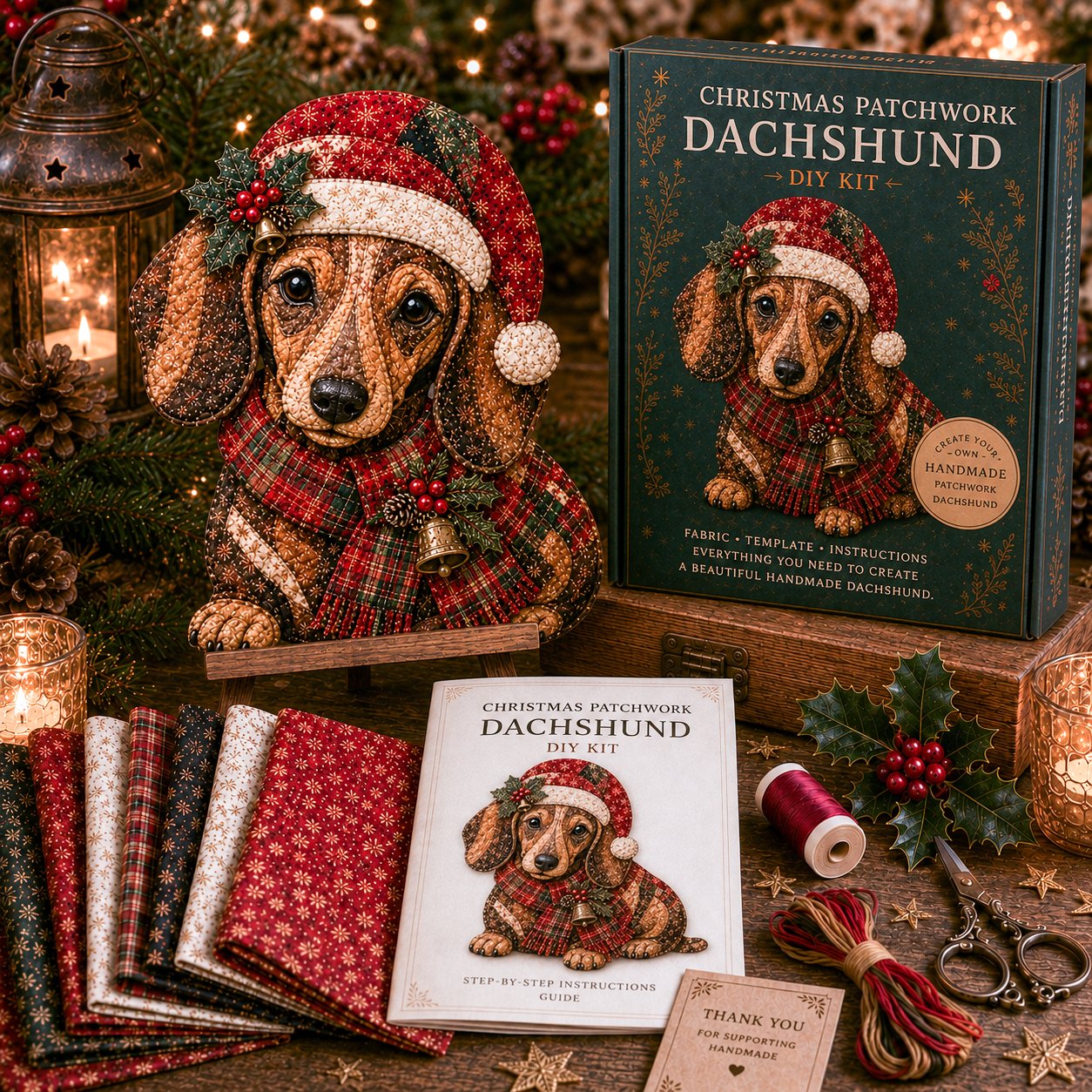 🧘Relaxing & Beginner-Friendly-🎅Christmas Patchwork Fabric DIY Decor Kit – Stunning Results, Zero Experience Needed
