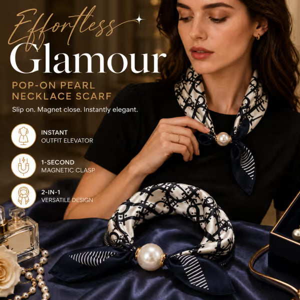 🔥2026 TOP SALE ✨ Effortless Glamour: Pop-On Pearl Necklace Scarf 🧣
