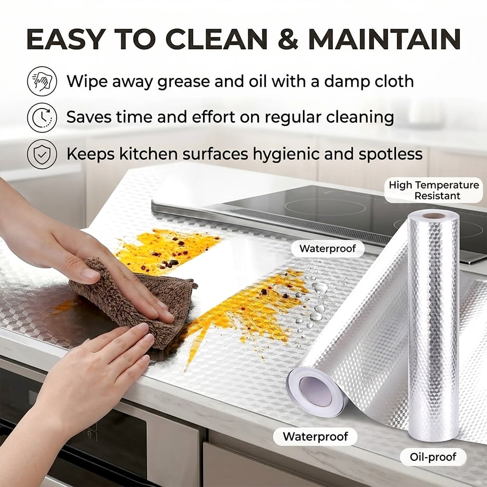 Peel & Stick Kitchen Oil Splash Guard – Waterproof Stove & Wall Protector for Easy Cleaning