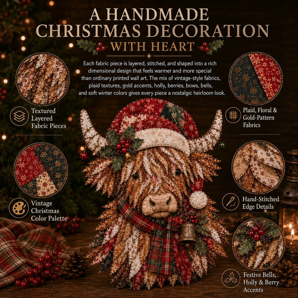 🧘Relaxing & Beginner-Friendly-🎅Christmas Patchwork Fabric DIY Decor Kit – Stunning Results, Zero Experience Needed