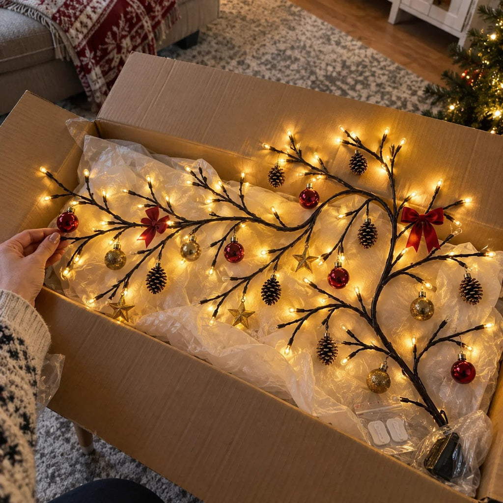 ✨ Flexible LED Branch Lights | Remote-Controlled Holiday Wall Decor(📦Buy 2 Free Shipping)