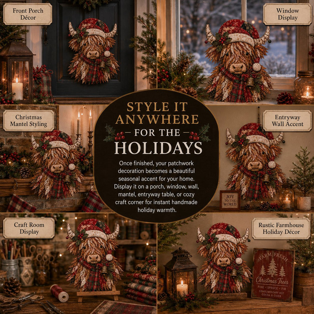 🧘Relaxing & Beginner-Friendly-🎅Christmas Patchwork Fabric DIY Decor Kit – Stunning Results, Zero Experience Needed
