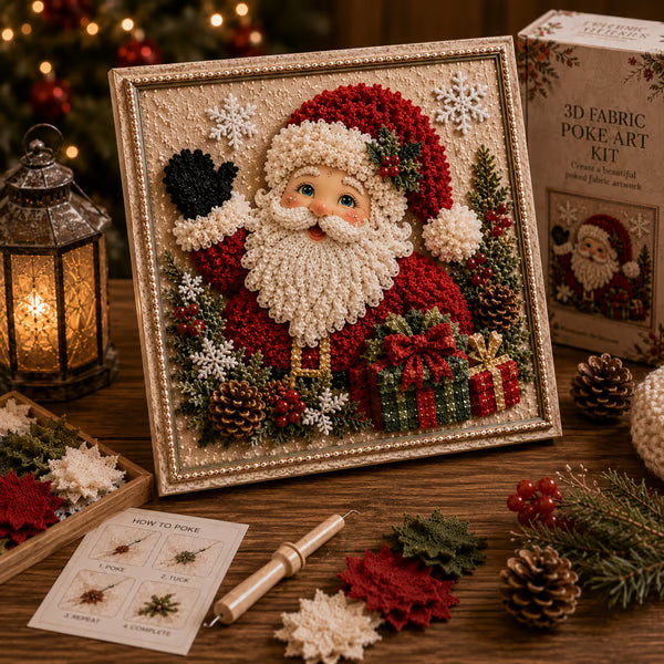 🎅3D Christmas Punch Needle Kit | No-Sew Holiday DIY Craft🧵