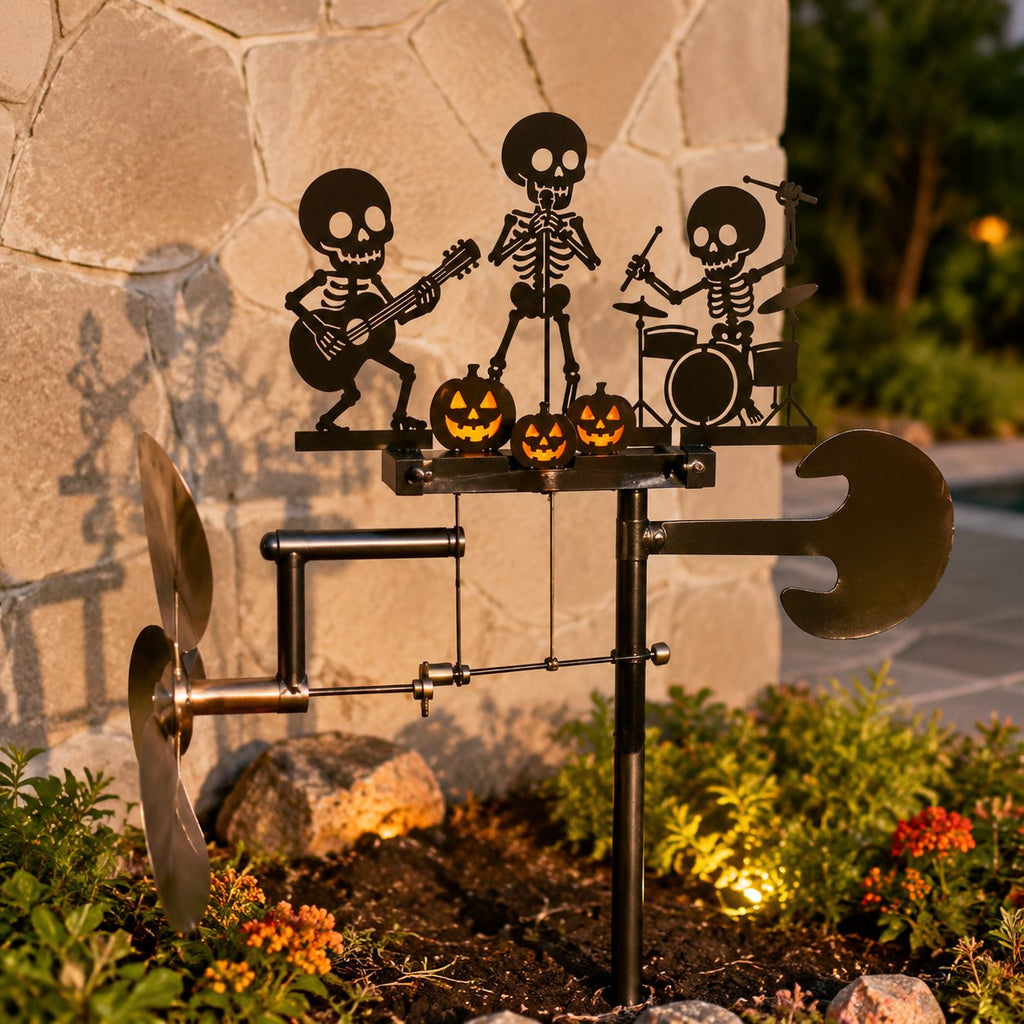 🎃Halloween Skeleton Metal Drummer Kinetic Wind Spinner-✅Easy to assemble ✅Sturdiness ✅Craftsmanship