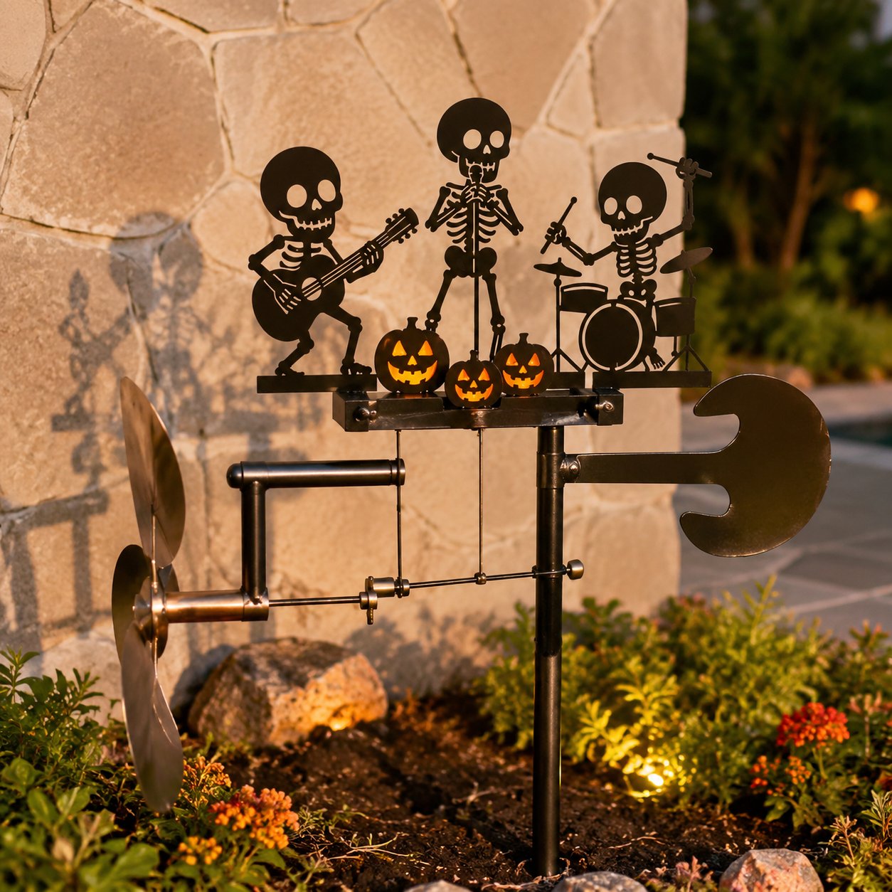 🎃Halloween Skeleton Metal Drummer Kinetic Wind Spinner-✅Easy to assemble ✅Sturdiness ✅Craftsmanship