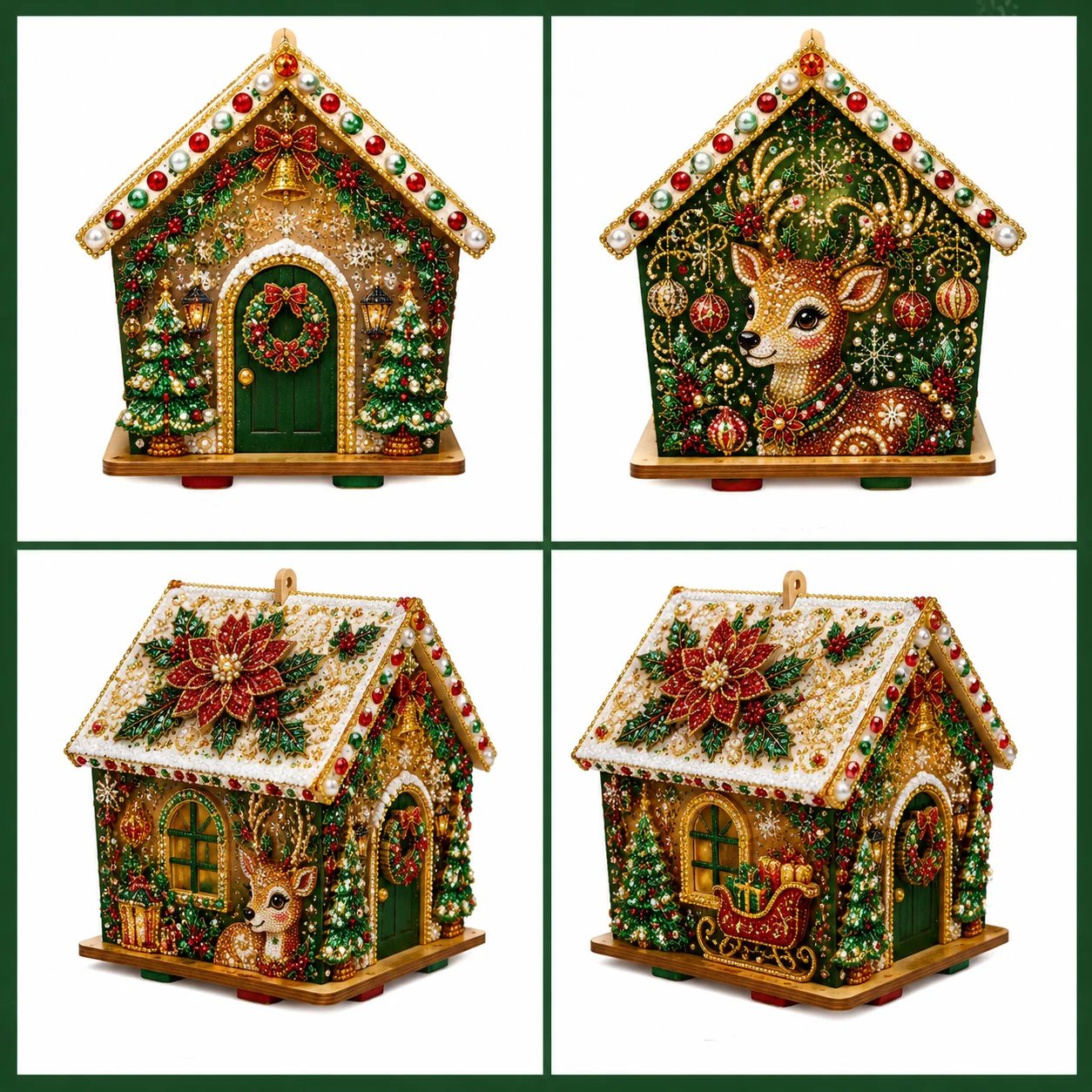 🧩Beginner-Friendly Diamond Painting Assembly-🔥3D Wooden House Rhinestone Diamond Art DIY Kit - Christmas Collection