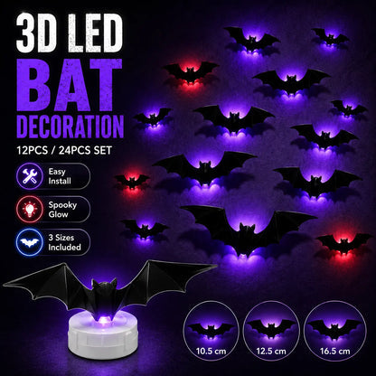 🦇 3D Bat Light LED Decorations – 🎃Spooky Halloween Wall & Home Decor