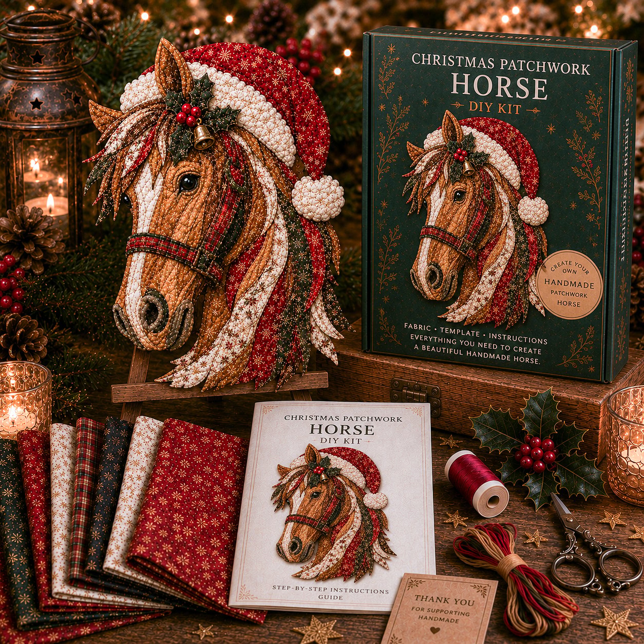 🧘Relaxing & Beginner-Friendly-🎅Christmas Patchwork Fabric DIY Decor Kit – Stunning Results, Zero Experience Needed