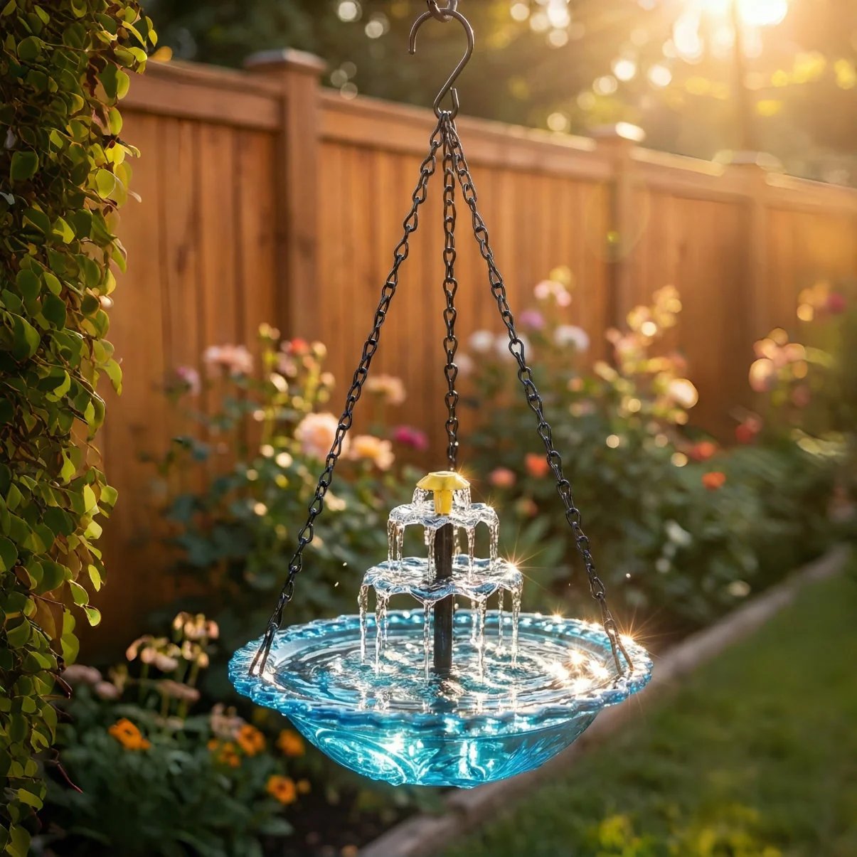 ⭐2026 USA Sale: Up to 50% OFF -☀Solar Cascade Hanging Bird Bath Fountain🎁Buy 2 Free Shipping