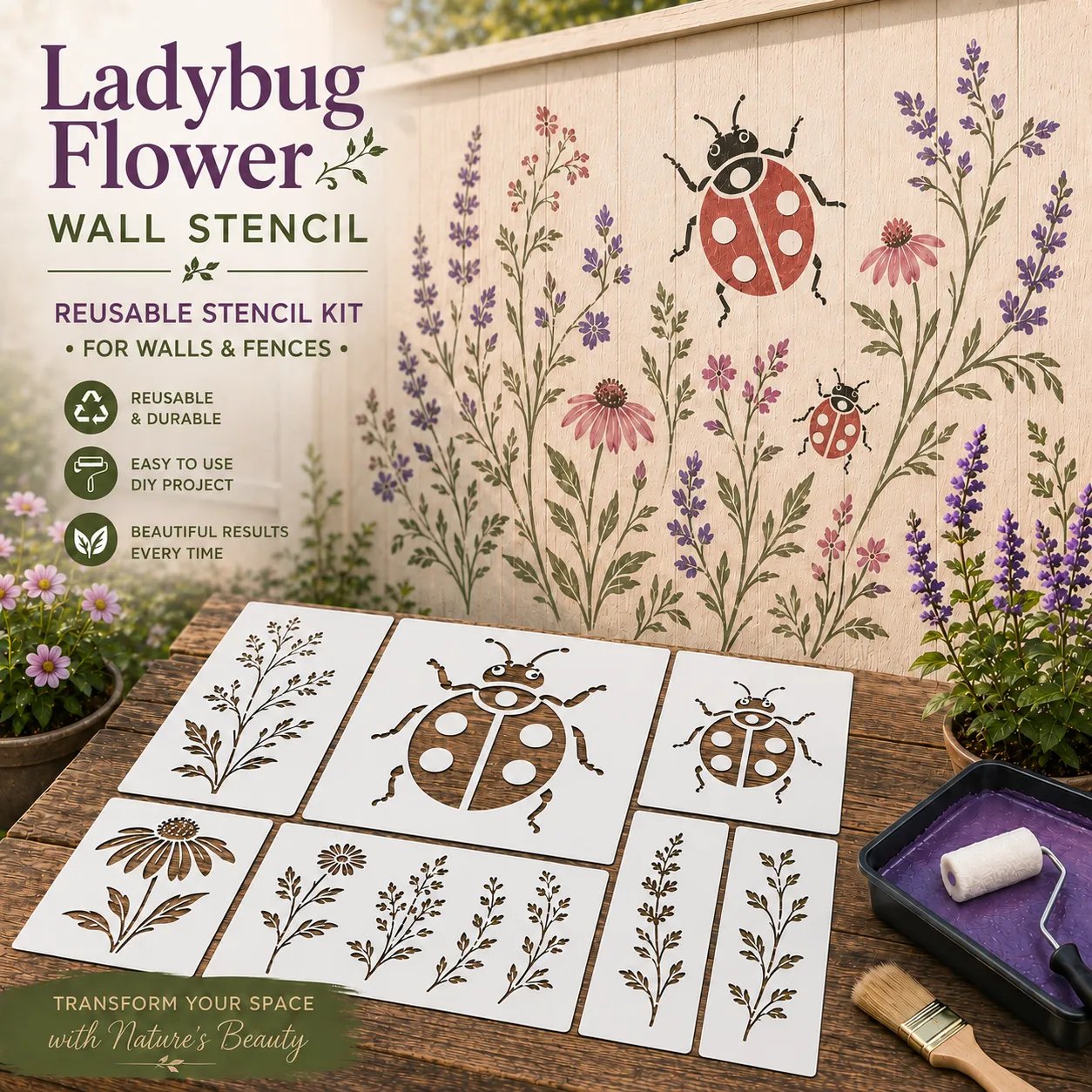🌿 Garden Wall StencilTM Collection - ✨Make your walls look lively and not monotonous