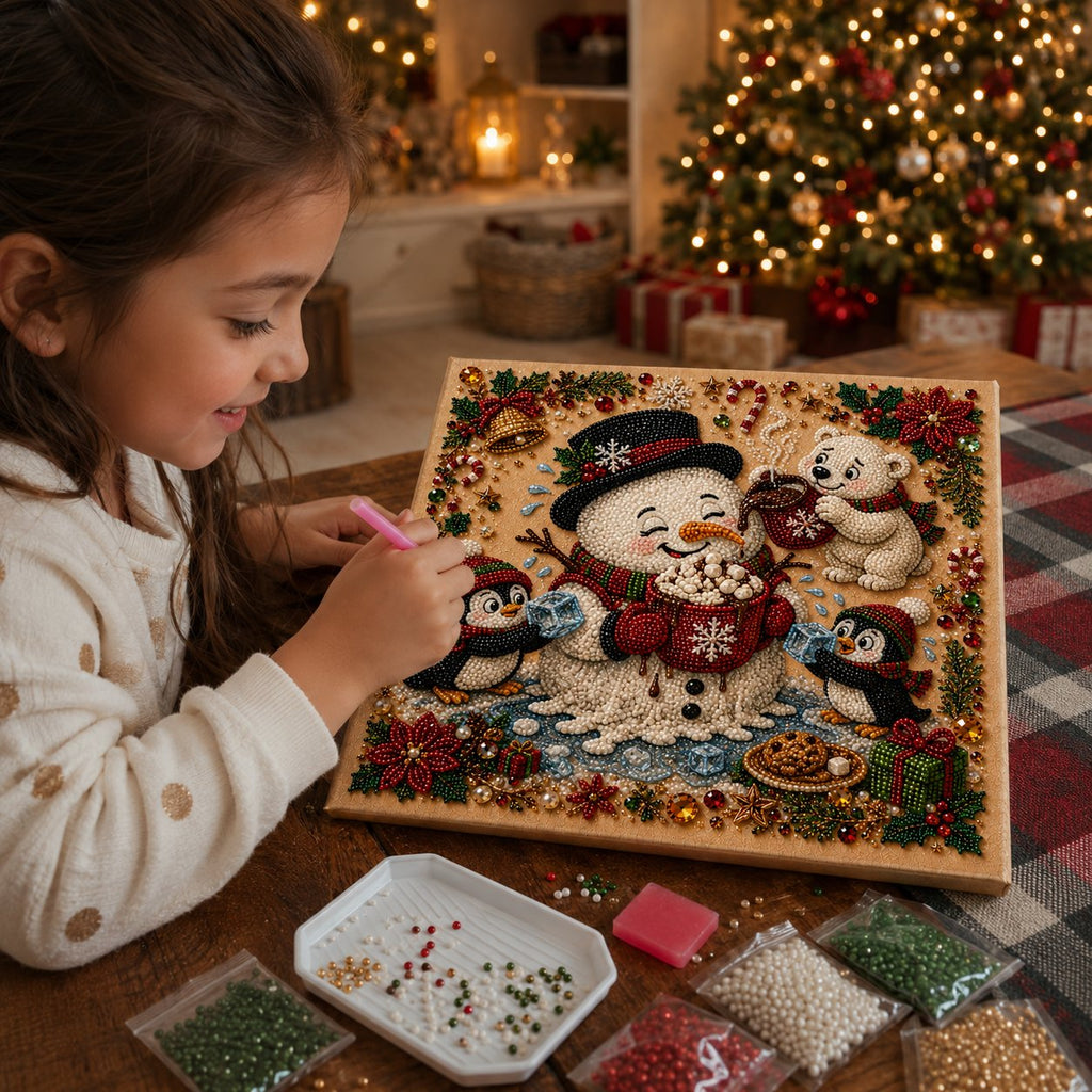 🧘Relaxing & Beginner-Friendly-🎄Premium 3D Pearl Absurd Christmas Moments Art Kit | Luxury Flocked Canvas with Scratch-Resistant Non-Fading Pearl