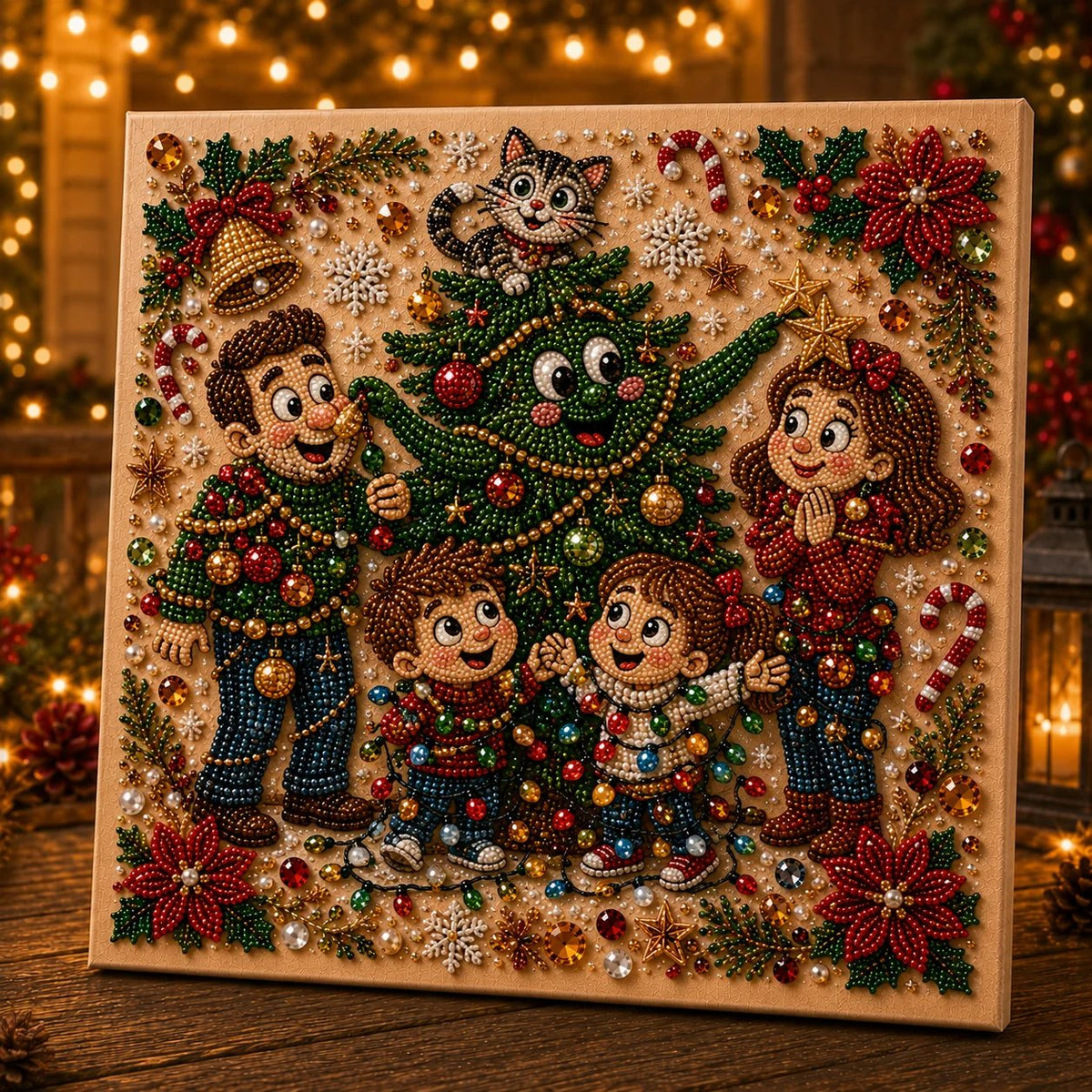 🧘Relaxing & Beginner-Friendly-🎄Premium 3D Pearl Absurd Christmas Moments Art Kit | Luxury Flocked Canvas with Scratch-Resistant Non-Fading Pearl