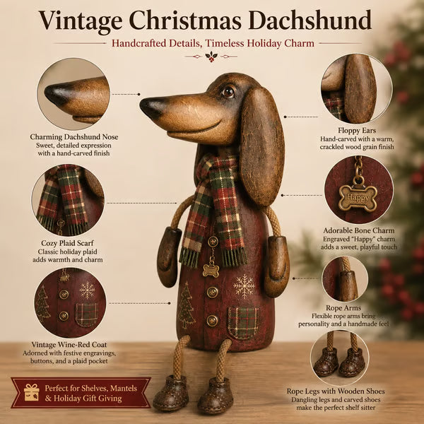 🐶🎄 Vintage Christmas Dachshund Shelf Sitter