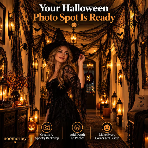🎃 Haunted Halloween Gauze Drapes – Spooky Web-Like Fabric for Doorways, Hallways & Party Decor