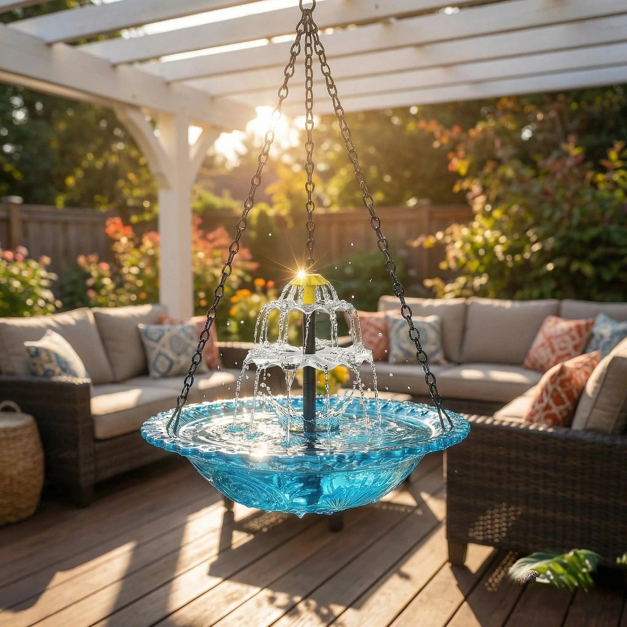 ⭐2026 USA Sale: Up to 50% OFF -☀Solar Cascade Hanging Bird Bath Fountain🎁Buy 2 Free Shipping