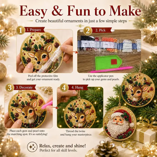 🎄 DIY Diamond Painting Christmas Ornaments ✨ Handmade Holiday Decor