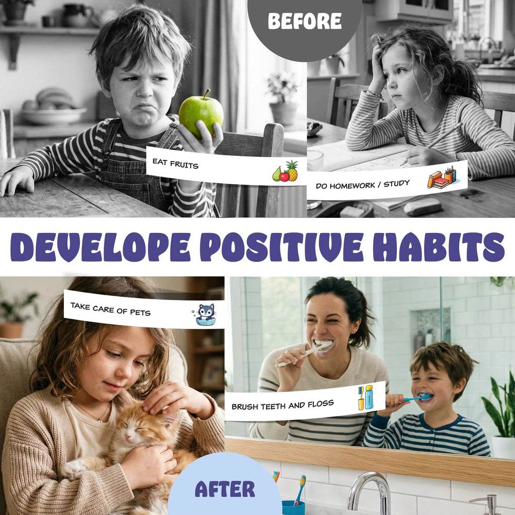 Magnetic Kids Daily Routine & Chore Chart – Visual Task Board with 120 Activity Cards, Stickers & Icons