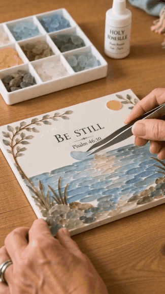 ✨Genuine Sea Glass Treasures✝️Psalms of Comfort & Strength Sea Glass Art Kit-🌊Shaped by Sea Nature & Crafted by Hand