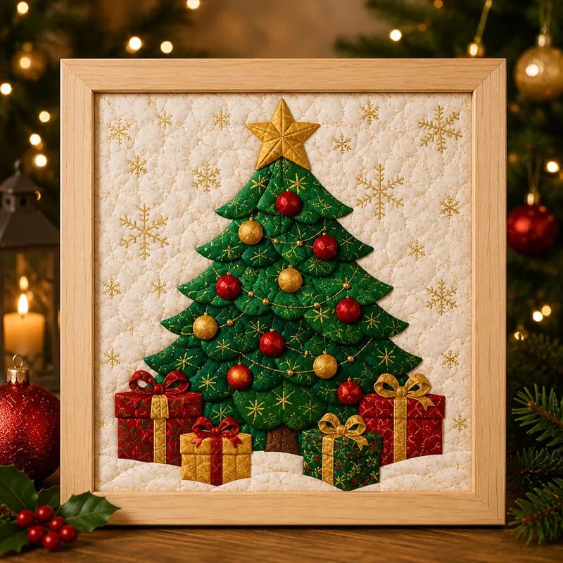 🎄Premium DIY Christmas Fabric Art Painting Kit | No-Sew Layered Fabric Craft with Reindeer, Sleigh, Christmas Tree & Snowflake Details 🎨✨