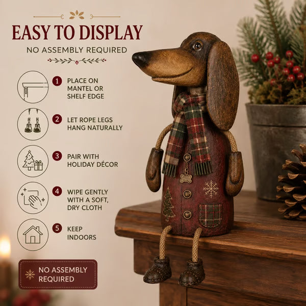 🐶🎄 Vintage Christmas Dachshund Shelf Sitter