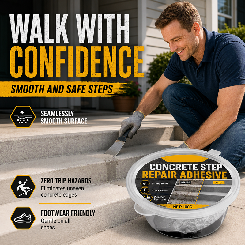 🏠Concrete Step Repair Adhesive – 🛡️Permanently bonds cracked stairs & walkways. Weatherproof – ✨resists heat, ice & rain